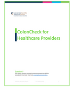 ColonCheck for Healthcare Providers title page (c) CancerCare Manitoba