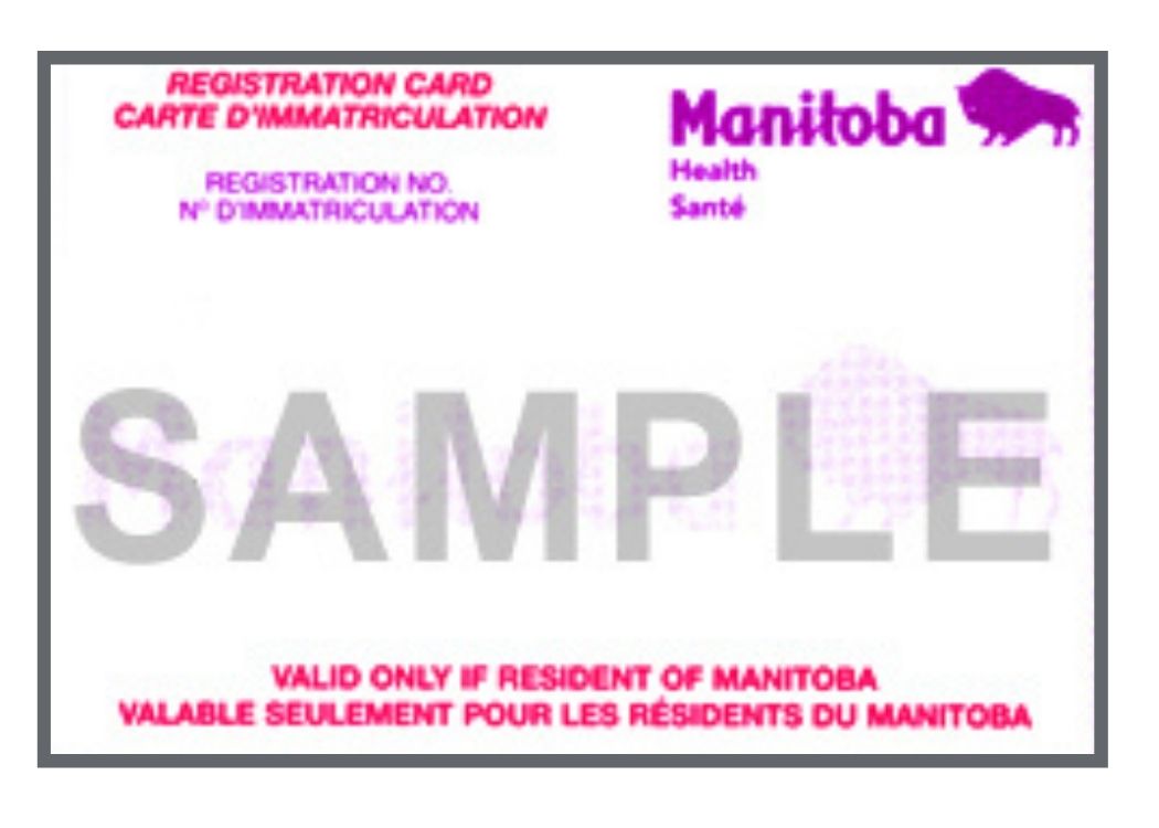 Manitoba Health Card (c) Government of Manitoba