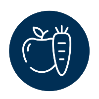 blue circle with an apple and a carrot (c) CancerCare Manitoba